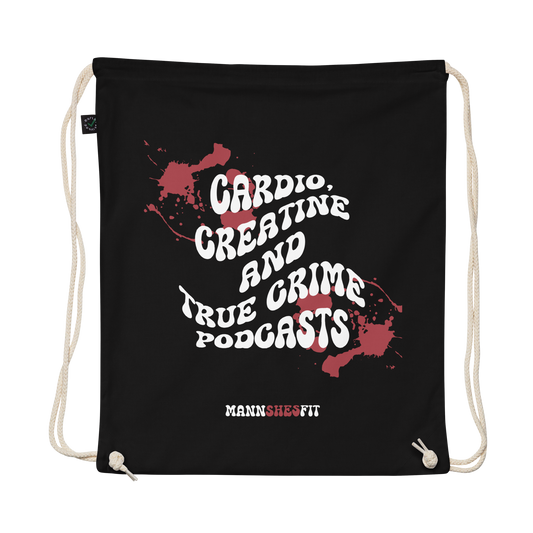 "Cardio & Crime" Organic cotton drawstring bag
